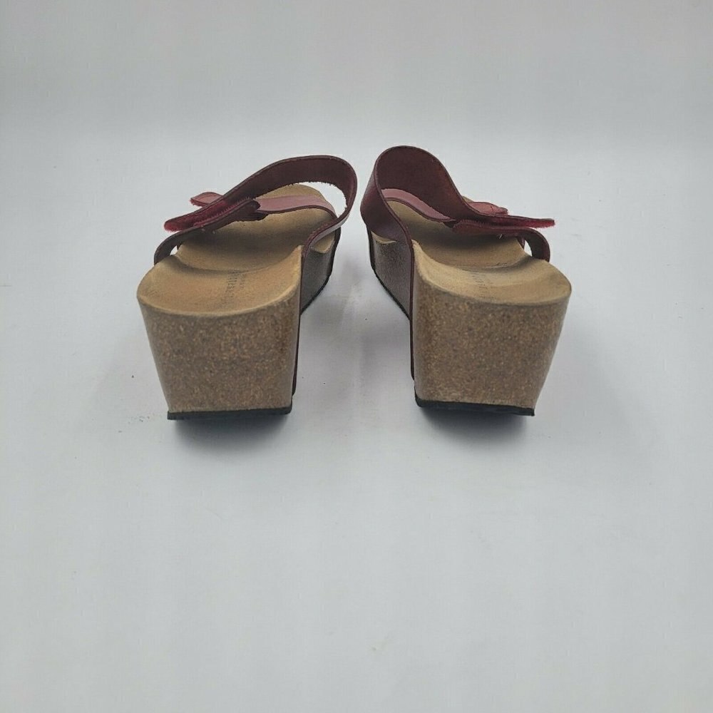 Lola Sabbia Eric Michael Liat Red Leather Double Strap Wedge Sandal Size 40 / 10 - Picture 7 of 12